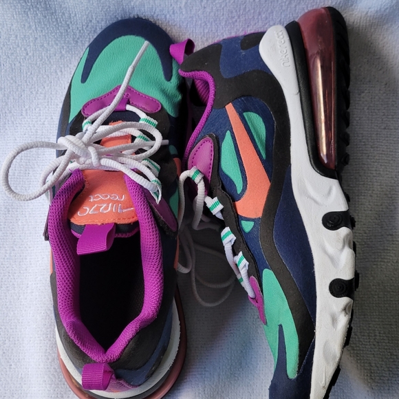 NIKE AIR MAX!!!270 React (GS) Shoes Kinetic Green Blue Pink - Picture 4 of 13